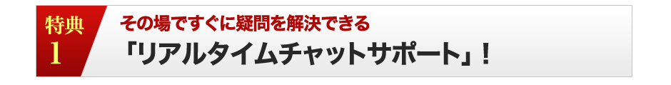 特典１その場ですぐに疑問を解決できる「リアルタイムチャットサポート」！